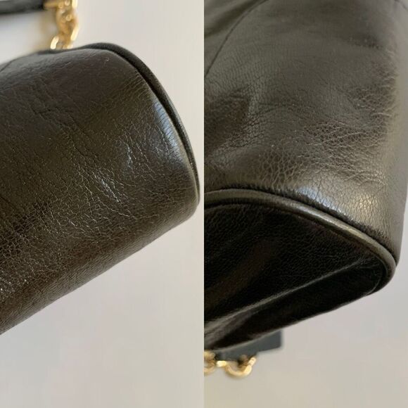 Cole Haan Textured Leather Shoulder Bag with Chain Detail in Black - Picture 9 of 12